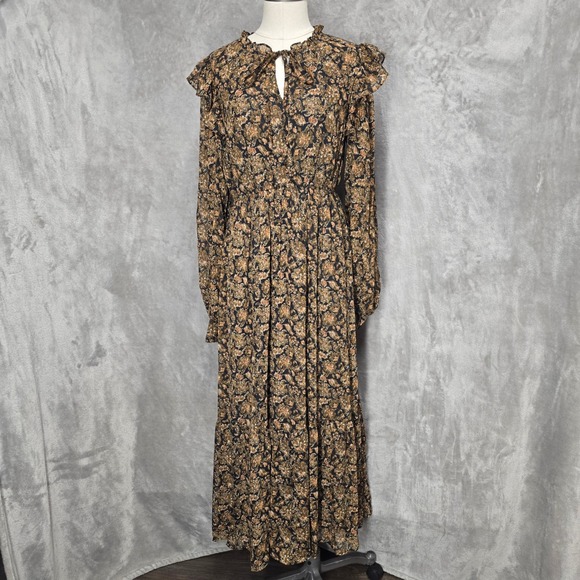 Moon River Dresses & Skirts - Moon River Floral Maxi‎ Dress Ruffle Maxi Size L Boho Cottagecore Prairie Tiered